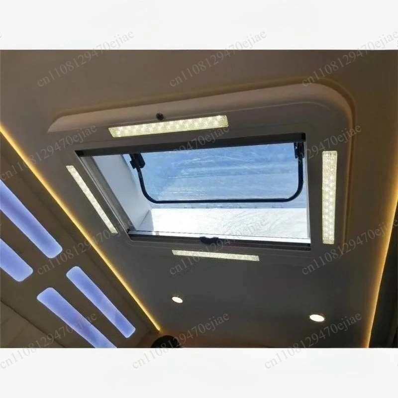 RV Skylight Replacement 12V LED Light, Manual Roof Vent Window with Sunshade, Motorhome Camper Van Parts