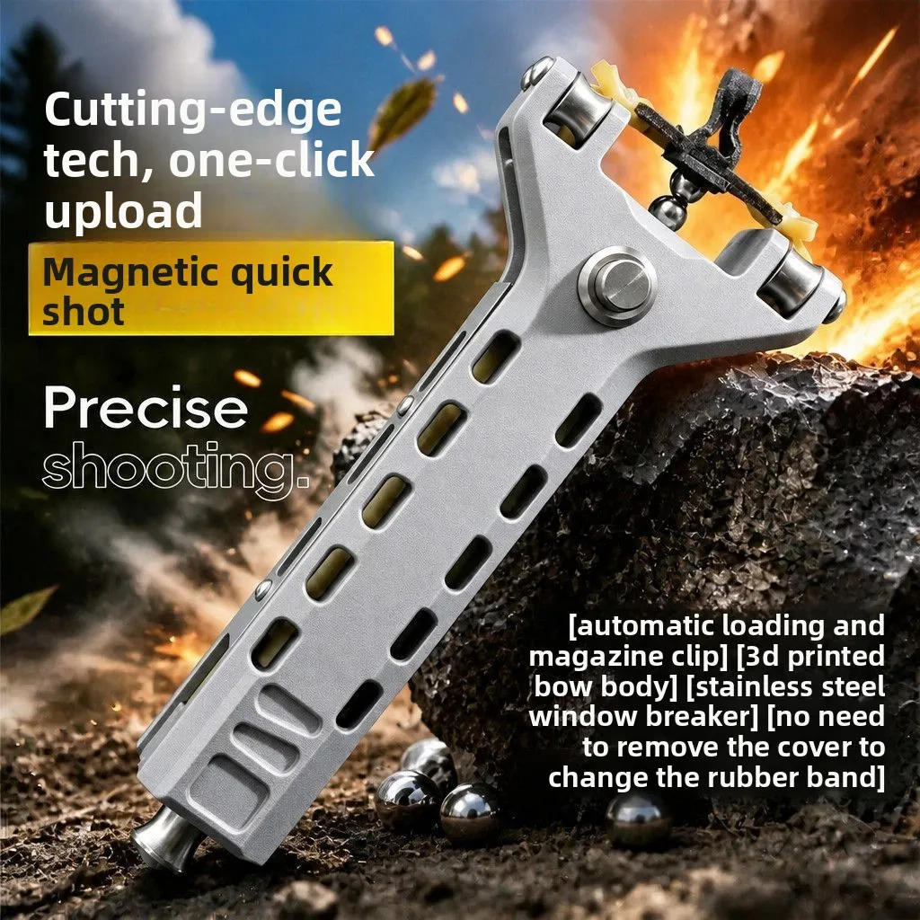Automatic Slingshot Adult Outdoor Shooting Competition Specialized Slingshot Toy 3D Plastic Magazine Practical Use Tactical Pen