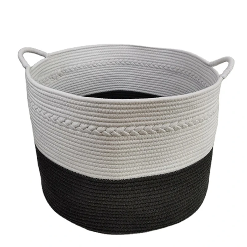 XXL organic nursery woven cotton rope storage basket