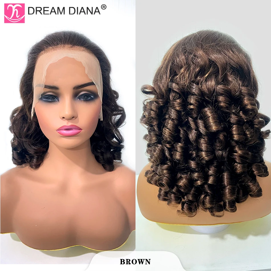 DreamDiana 12A Brazilian Hair Bouncy Curls Double Drawn Human Hair Wigs 250 Density 13X4 HD Ombre Fumi Loose Wave Lace Front Wig