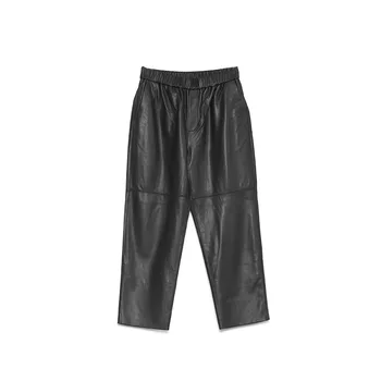 Women’s Genuine Sheepskin Leather Harem Pants 6 Genuine Leather Harem Pants Women Real Sheepskin Trousers High Elastic Waist 2026 New Streetwear Plus Size Pants Y2k Fashion 6