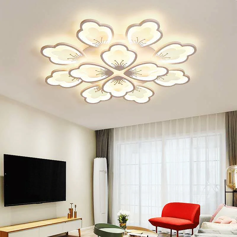 Imagem -02 - Modern Petal Shape Led Ceiling Light Teto Chandelier For Living Room Quarto Home Lamp Remote Dimable