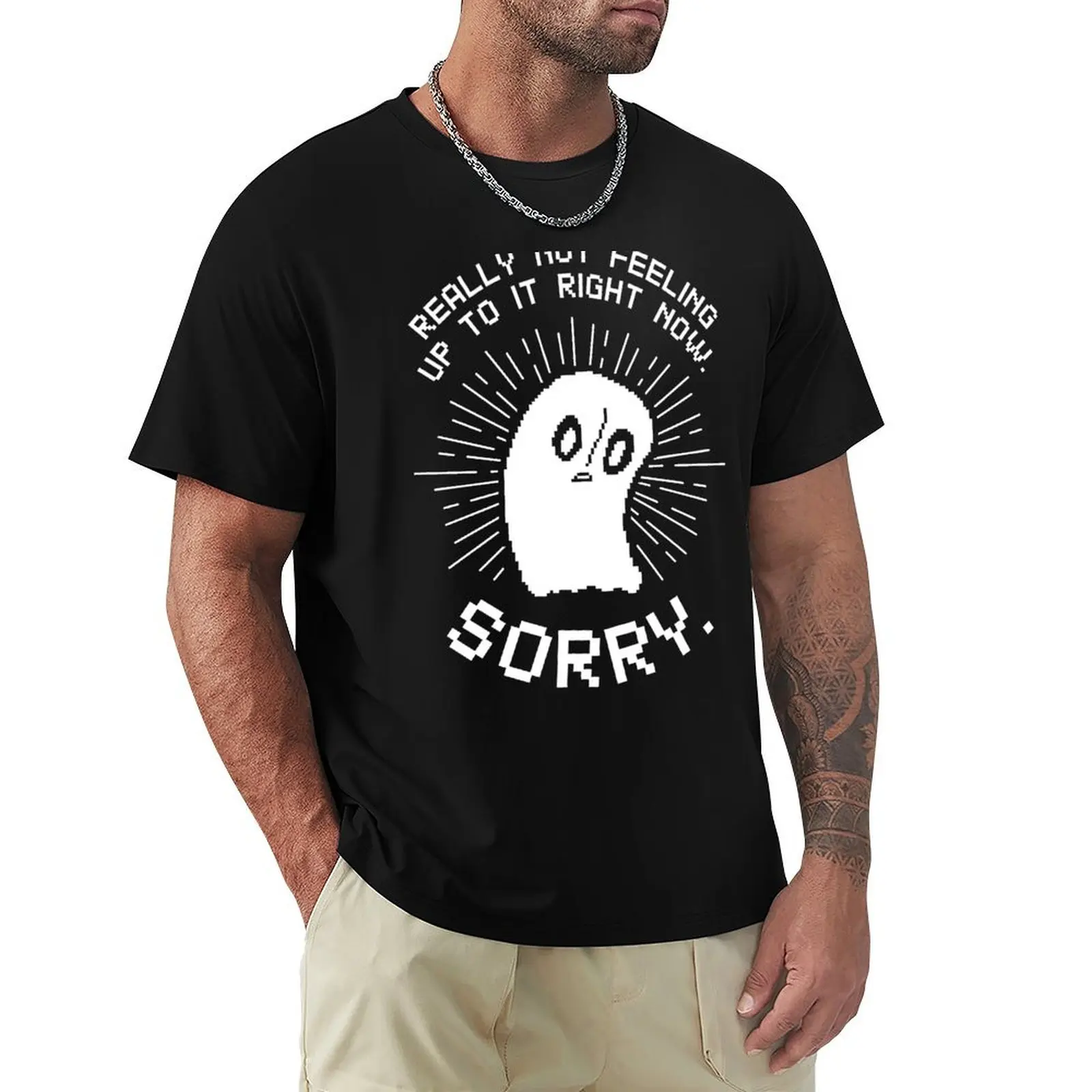 

Napstablook Not Feeling Up To It T-Shirt luxury designer Short sleeve tee anime clothes mens graphic t-shirts funny