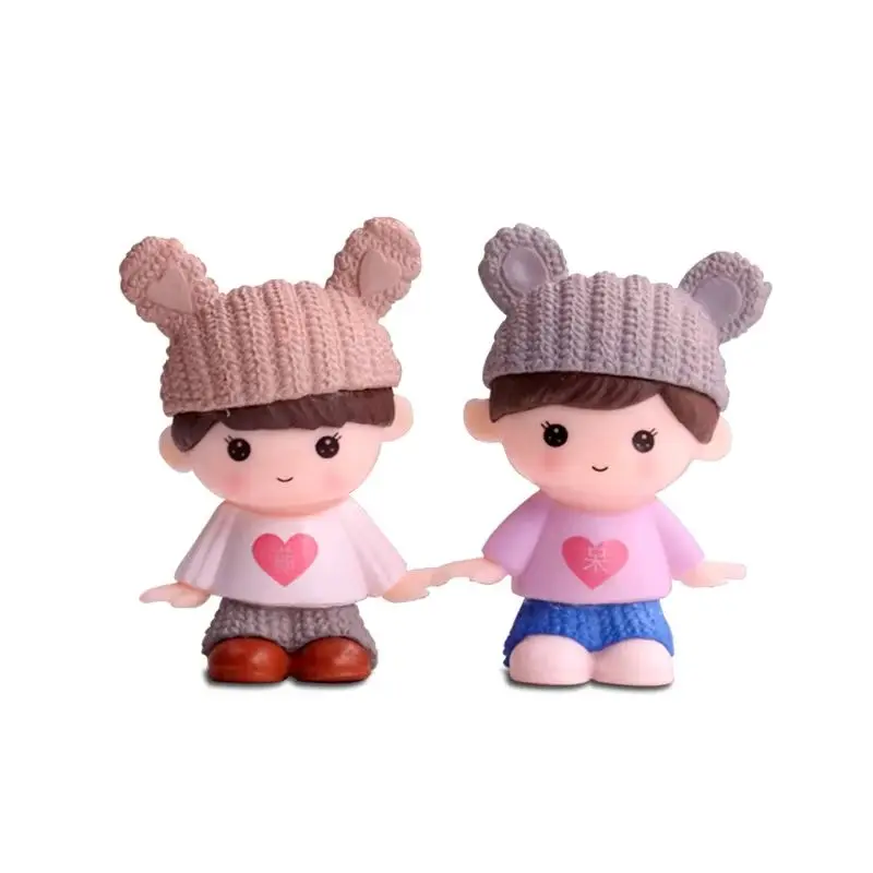 4 Pcs Boy Girl Doll Figure Cute Cartoon Big Eyes Stay Cute Micro Landscape Plant Cake Ornament Decoracion Hogar