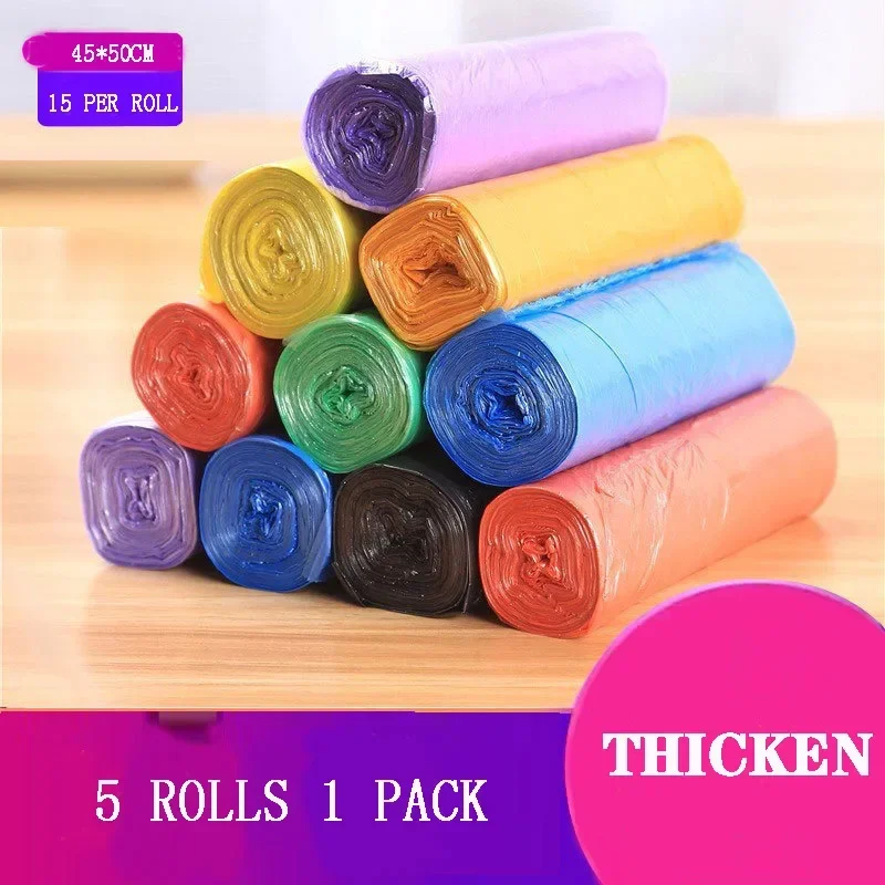 5 Rolls 1 pack 100Pcs Household Disposable Trash Pouch Kitchen Storage Garbage Bags Cleaning Waste Bag Plastic Bag