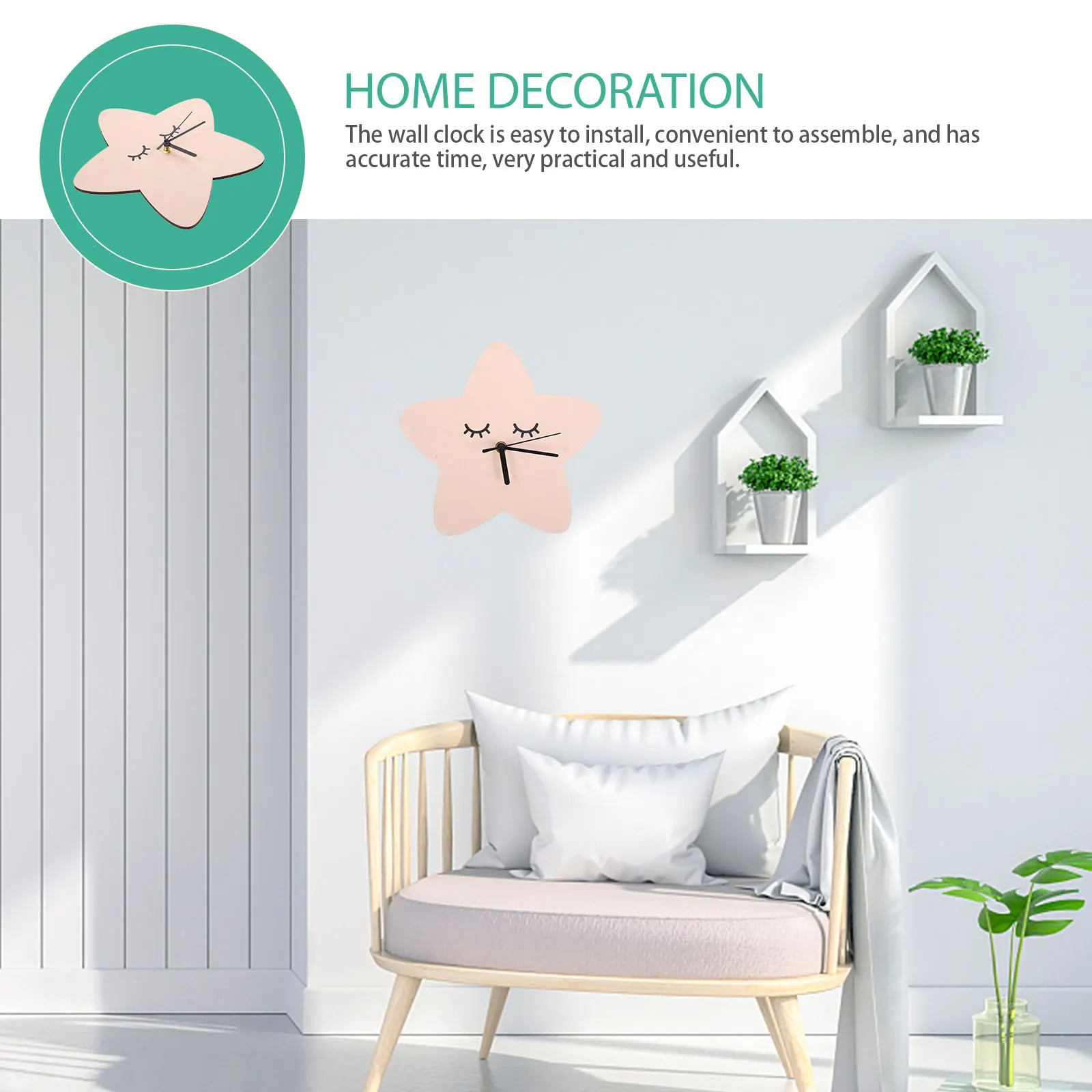 

1pcs Star Shaped Wall Clock 30Cm Silent Mute For Bedroom Living Room Nordic Decorative Hanging Clock Home Office Decor