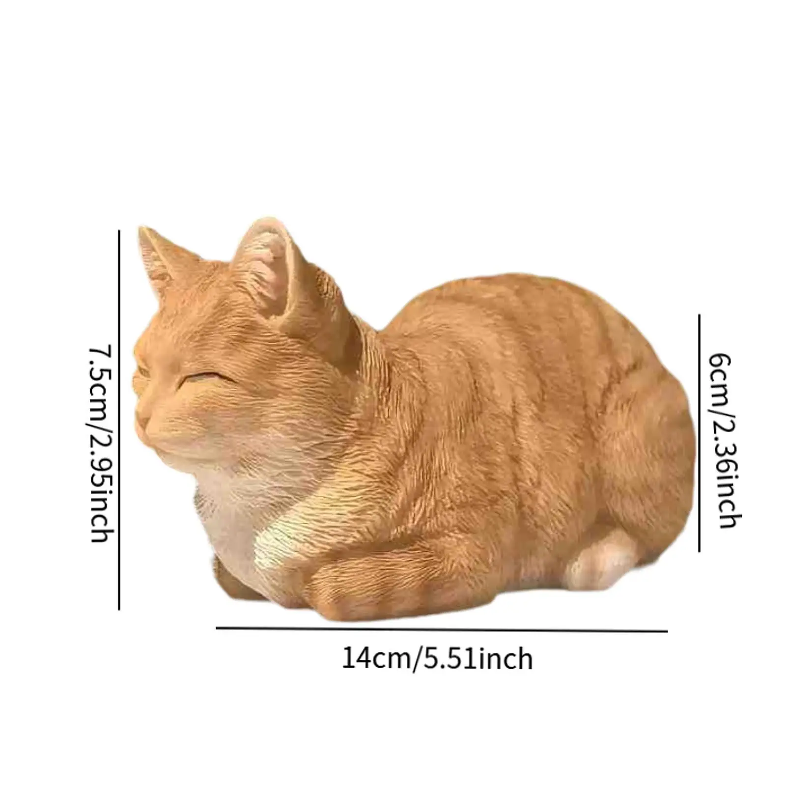 Sleeping Cat Statue Compact Cute Decorative Model Kitty Figurine Resin Animal Statue for Home Dining Room Shelf Landscape Garden