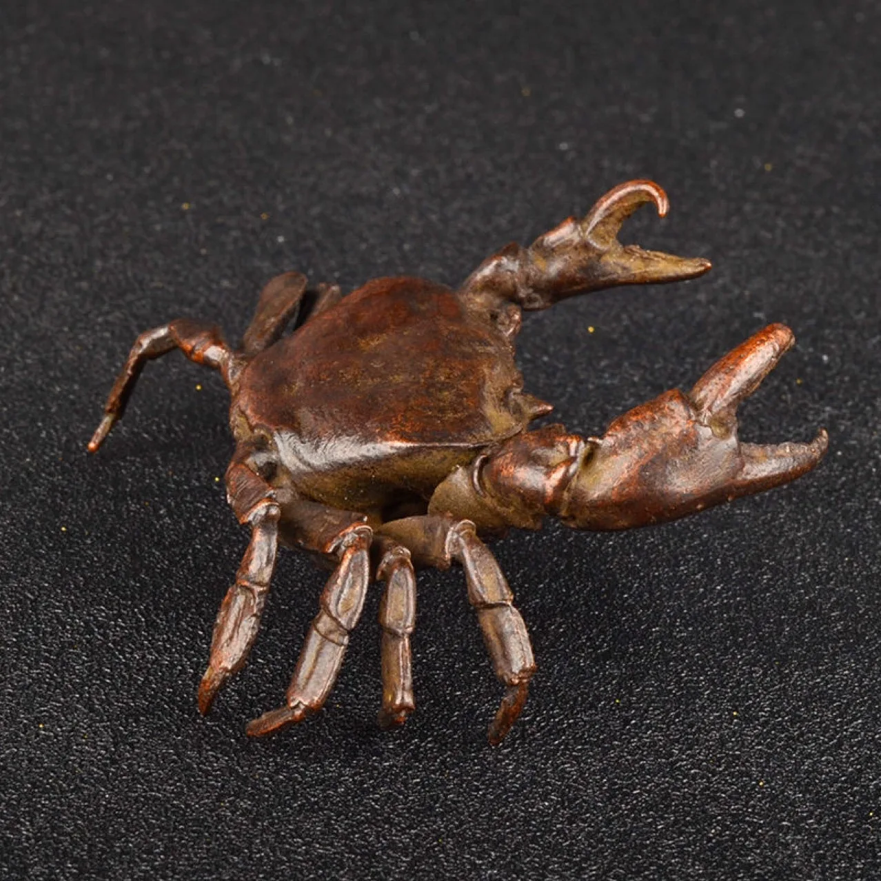 80MM Collection Chinese Bronze Animal Crab PangXie Wealth Small Statue Statuary