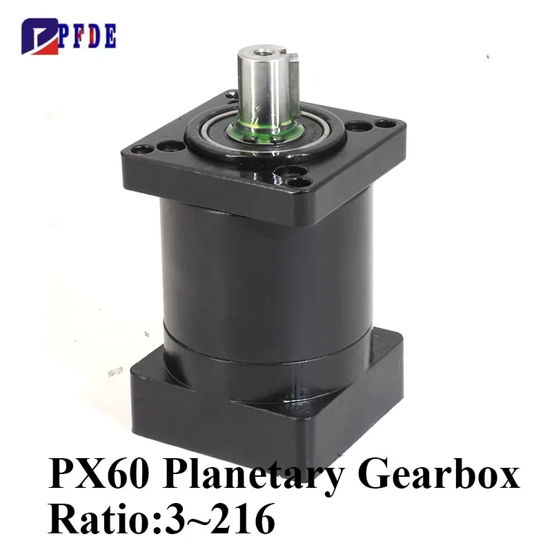 

Планетарный редуктор, передаточное число PX60, 3 ~ 216 макс. 40 Нм, подходит для 60-го серводвигателя, входное отверстие 14 мм, выходной вал 14 мм