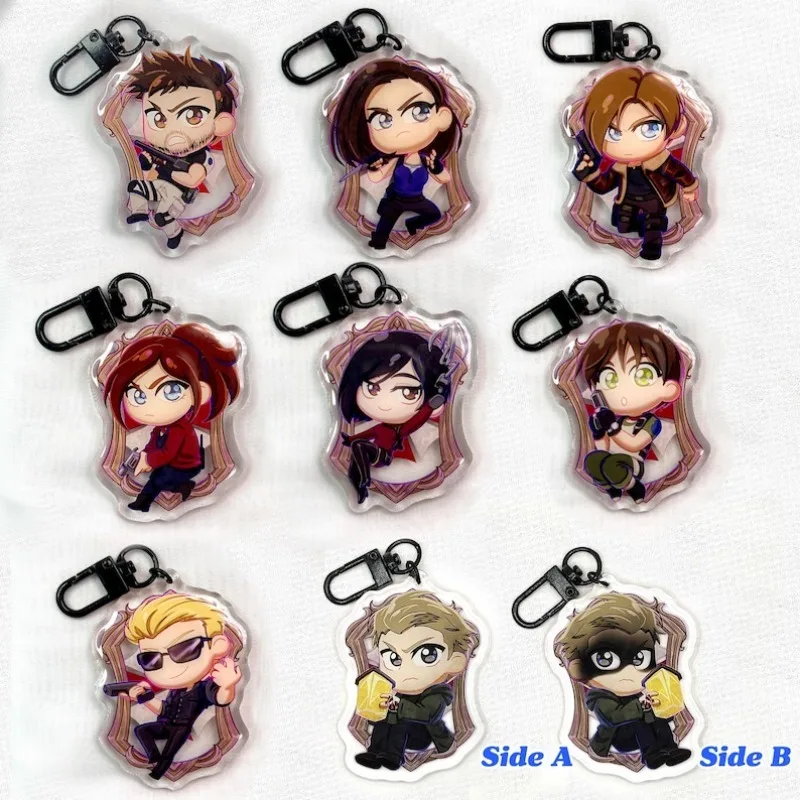Llavero de acrílico de Resident Evil: Chris Redfield, Leon S. Kennedy, Jill Valentine. Regalo de anime y dibujos animados para amigos.