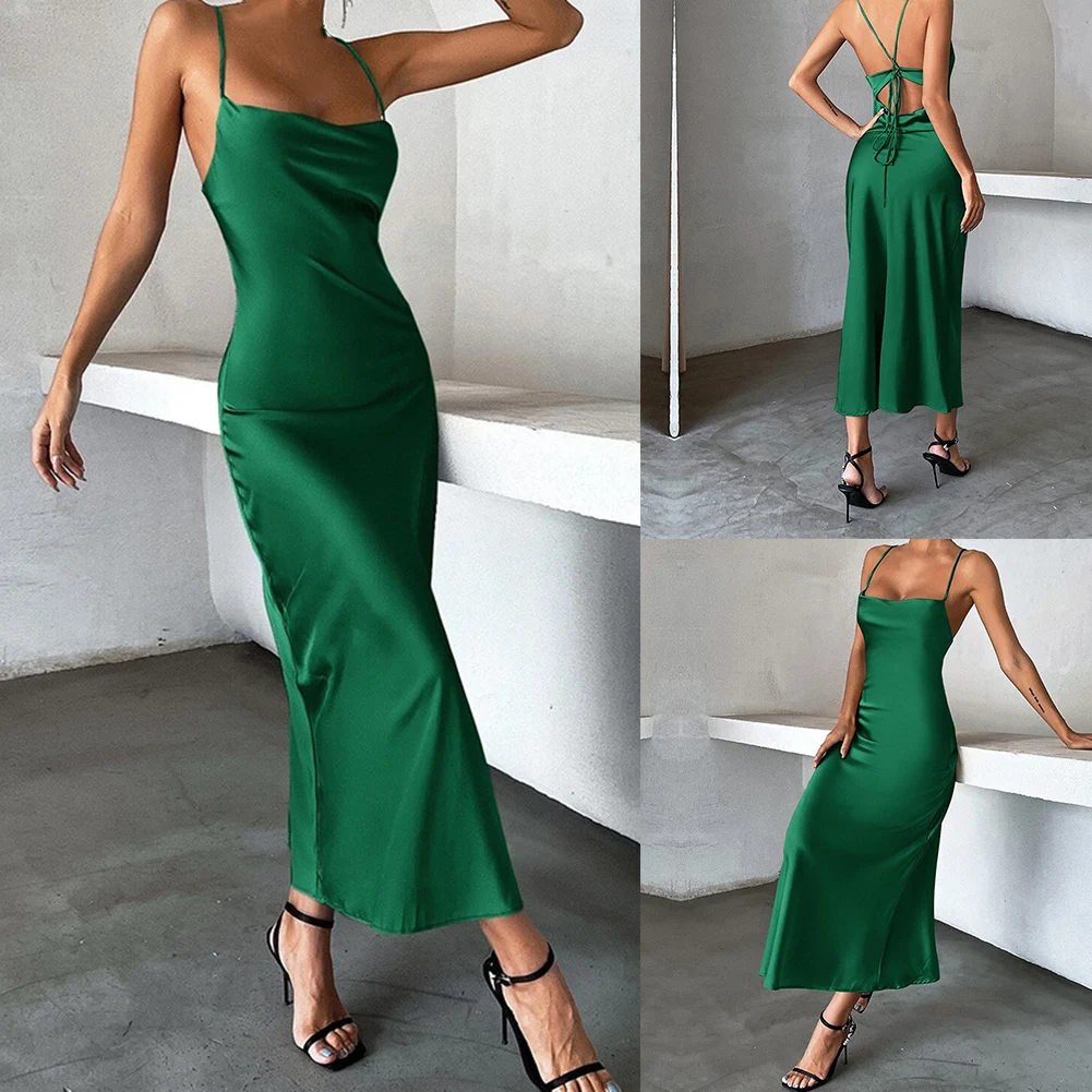 Sexy rücken freie figur betonte Frau Kleid Spaghetti träger Party kleid grüne Farbe geeignet für alle Jahreszeiten perfekt für Partys