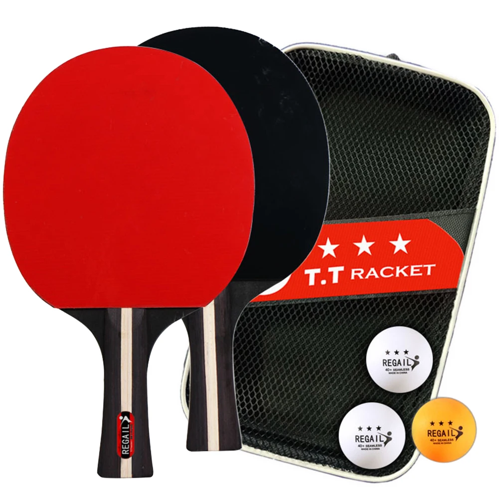 Ping Pong Racket 2 Rackets & 3 Balls Table Tennis Paddles Professional Ping Pong Paddle with Bag for Beginners Training Game