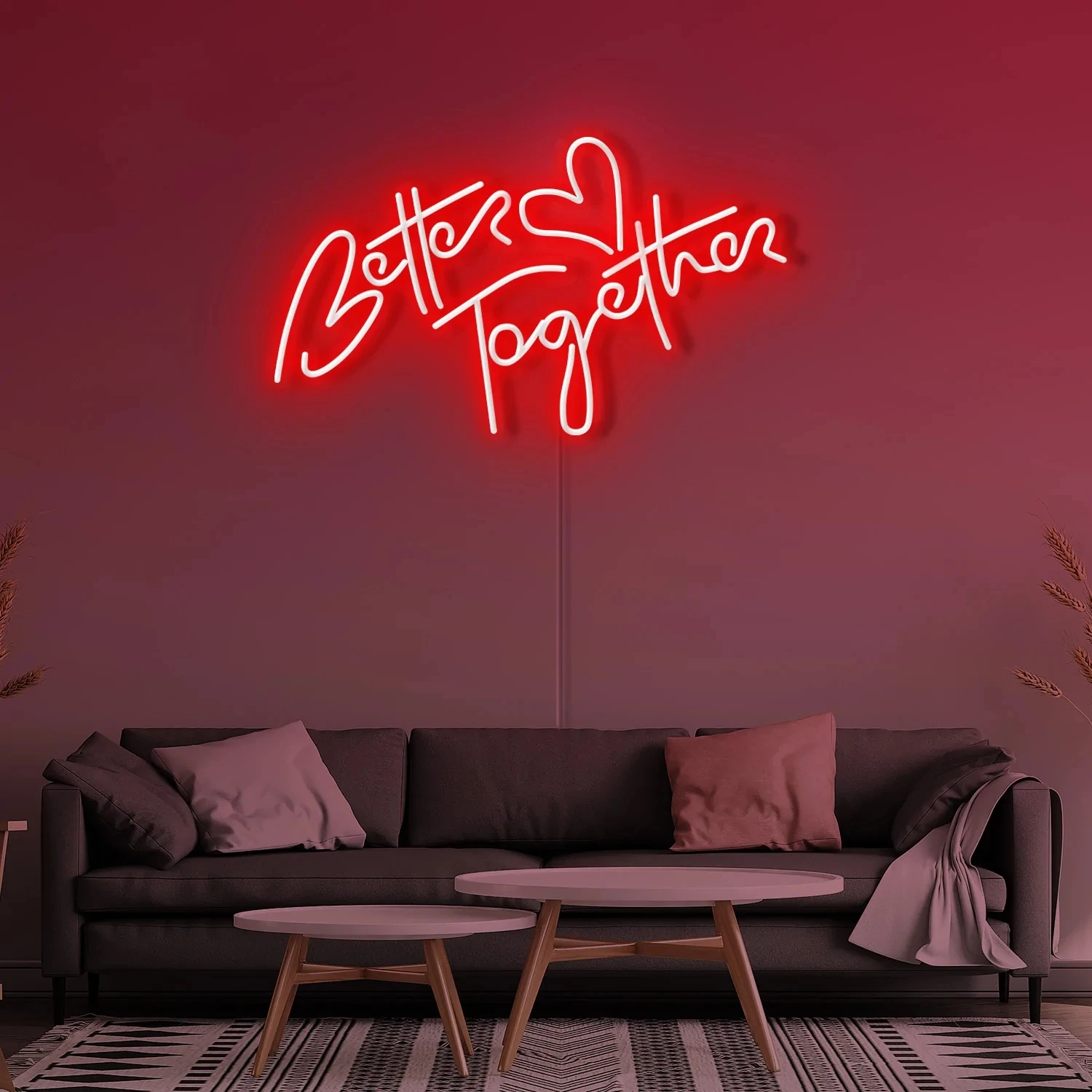 Beter Samen Led Neon Sign Led Transparante Flex Usb Powered Muur Opknoping Slaapkamer Decor Bruiloft Nachtlampje Teken Gift Vrouw