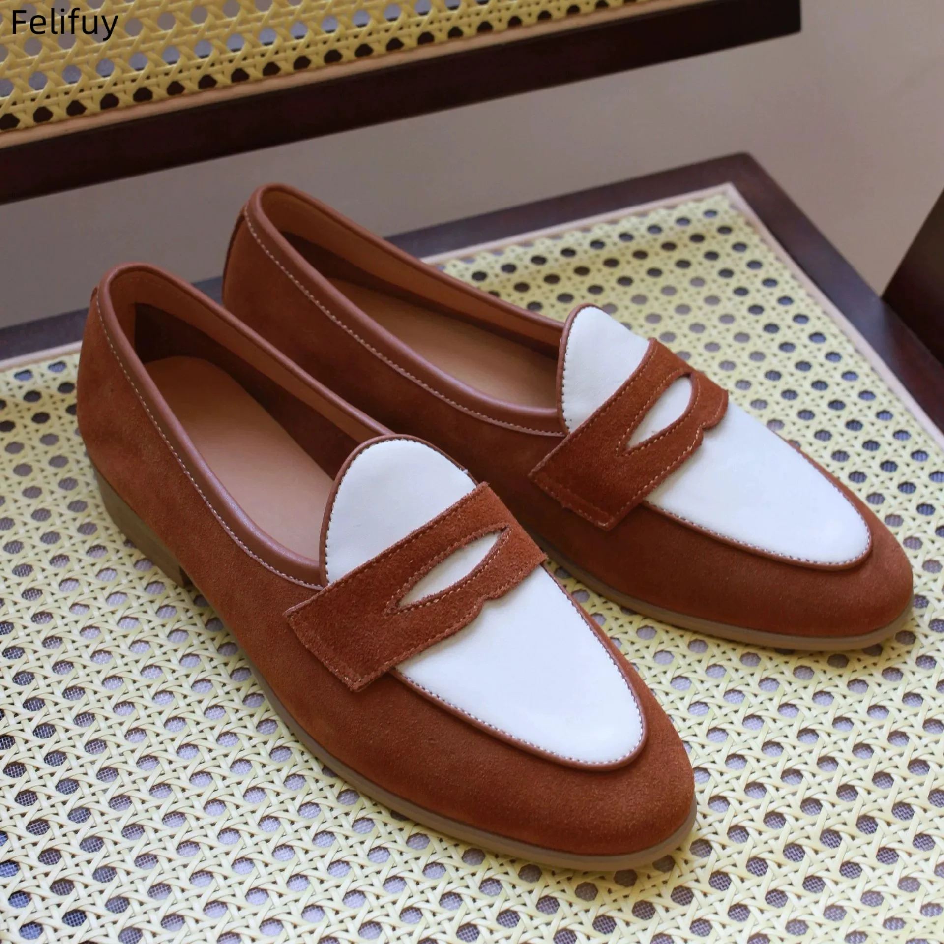 Spring Autumn Flats Loafers Men's Casual Slip-On Shoes Office Genuine Leather Shoes Breathable Comfortable Wedding Men's Shoes
