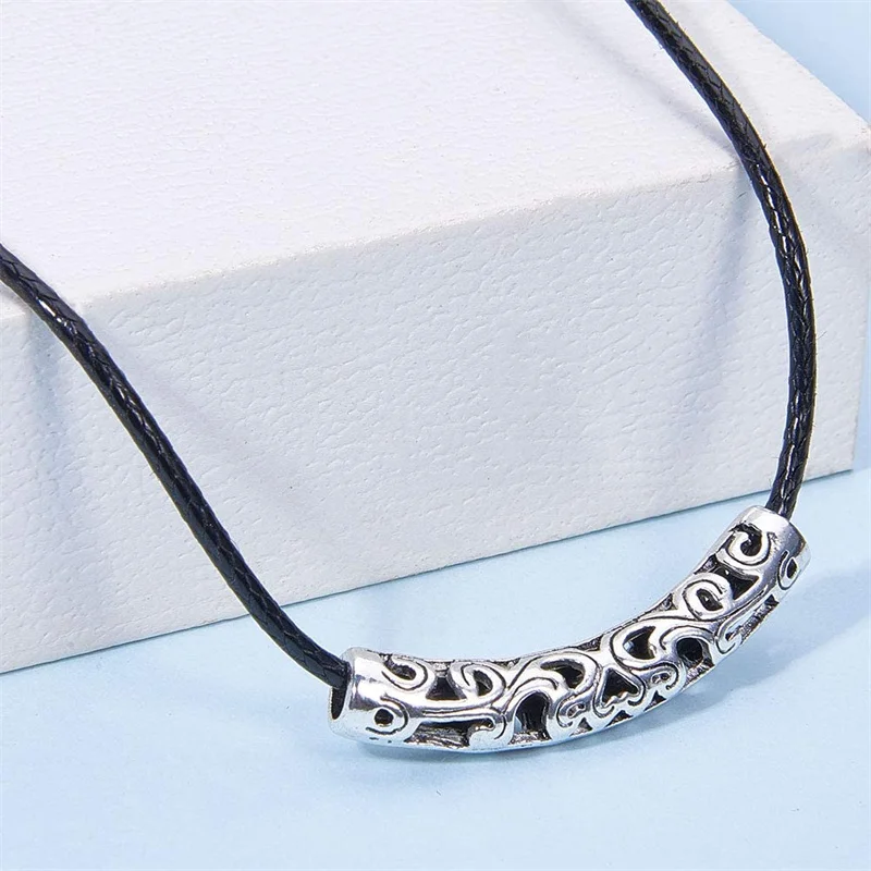 10pcs Antique Filigree Long Curved Noodle Tube Spacer Beads For DIY European Charm Bracelet Necklace Jewelry Making Accessories