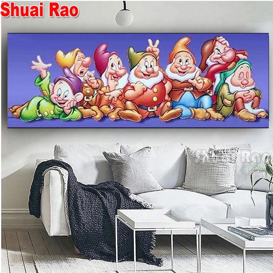 Diy Diamond Painting Cartoon 7 dwarfs Full square Rhinestone Picture Diamond mosaic Fairy tale picture, 2022 Gift children's day