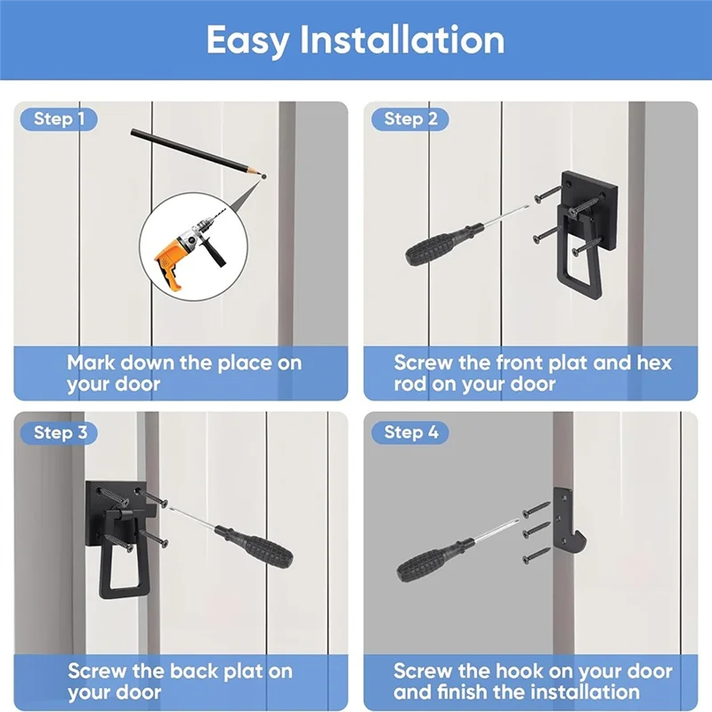 AA08-Heavy Duty Gate Latch, Double Side Gate Latches, Matte Black Fence Latch, Garden Door Latch, Pool Gate Latch