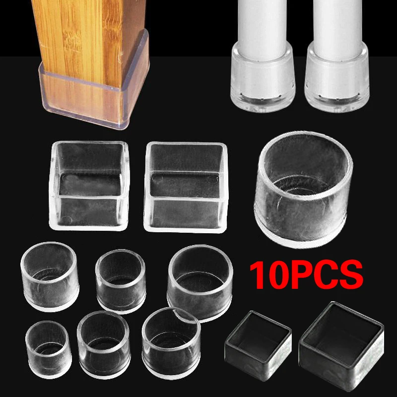 

10Pcs Furniture Leg Foot Protector Transparent Table Chair Foot Cover Silicone Wear-resistant Cap Noise Reduction Protect Floor