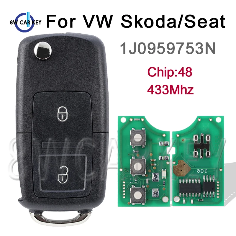 Folding Remote Car Key Blade HU66 For VOLKSWAGEN VW Beetle Bora Golf SEAT Toledo SKODA Octavia 1J0959753N 433Mhz ID48