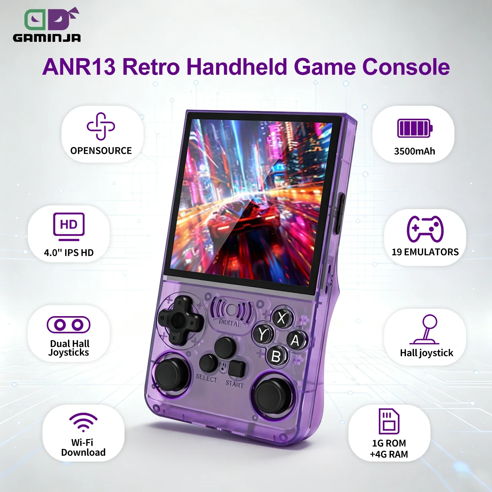 GAMINJA Retro Handheld Video Game Console WiFi APP Download Support Global Online Battle with Massive Game Updates Download