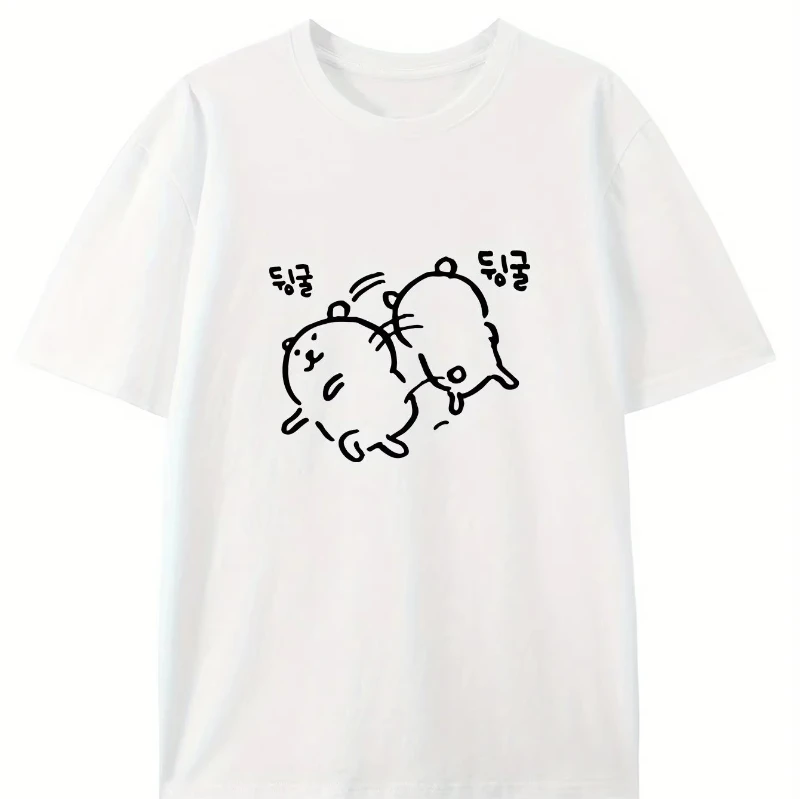 

MINISO authorized Self-deprecating Bear Korean men's and women's casual short-sleeved T-shirt design cartoon bear pattern printi