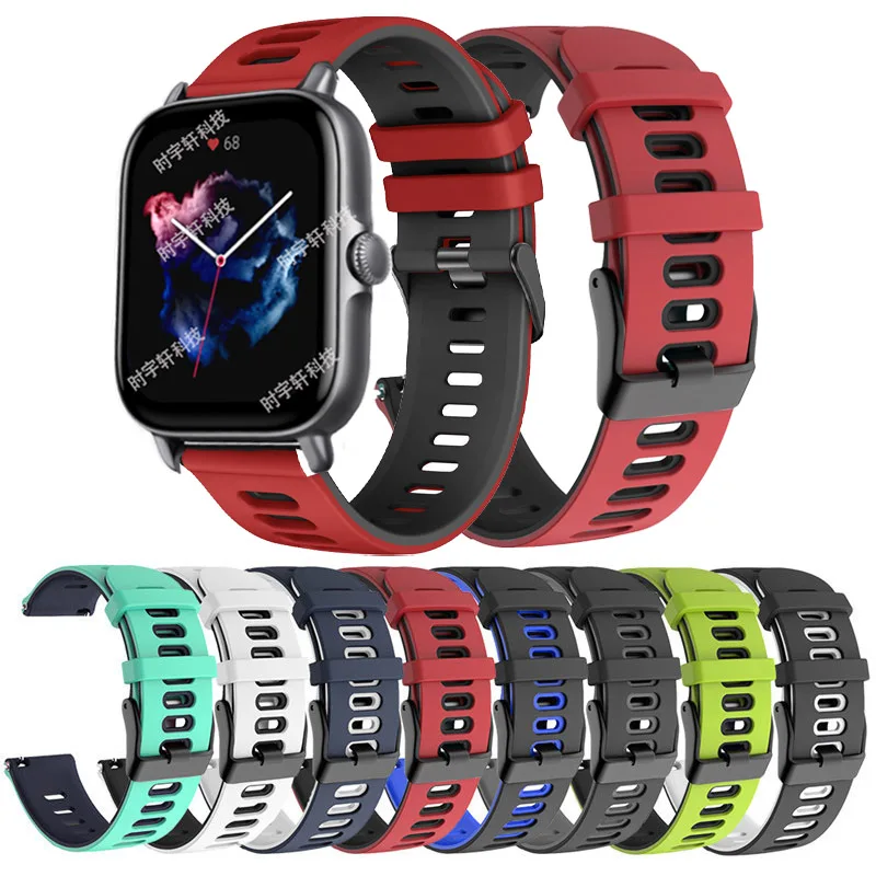 For Amazfit Bip 3 Pro/S Lite/U Pro/GTR 42mm Correa 20mm Silicone Band Strap For Amazfit GTS 4 Mini/2 2E 3 Wristband Bracelet