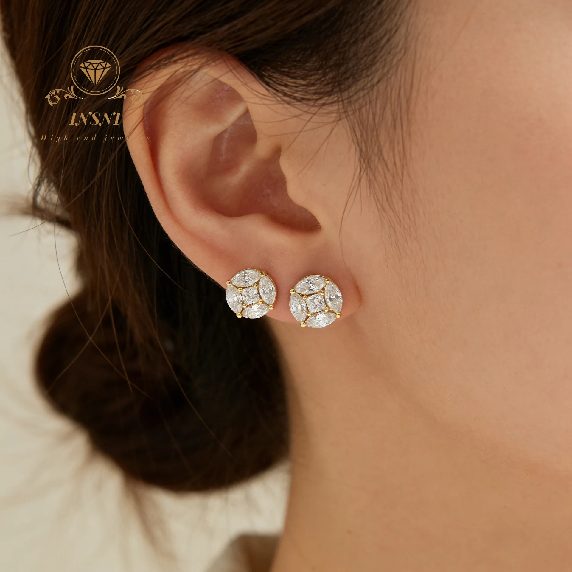 Horse Eye Princess Square Diamond Special-shaped Moissanite S925 Silver-plated 18k Gold Stud Earrings Women Affordable Jewelry