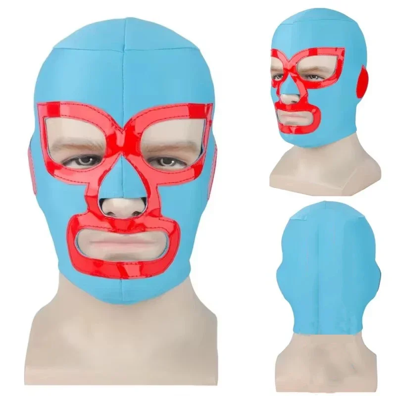 1 Uds. Gorro de luchador máscara Libre Color azul rojo cubierta de cabeza Unisex niños Halloween fantasía Fiesta Temática bola Cosplay Prop