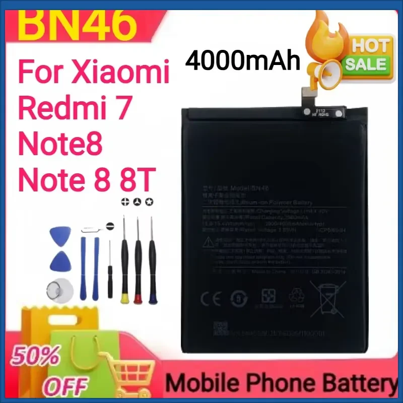 Replacement 4000mAh BN46 for Xiaomi Redmi 7 Note8 Note 8 8T M1810F6LH M1810F6LI M1908C3JG M1908C3ЛI Mobile Phone