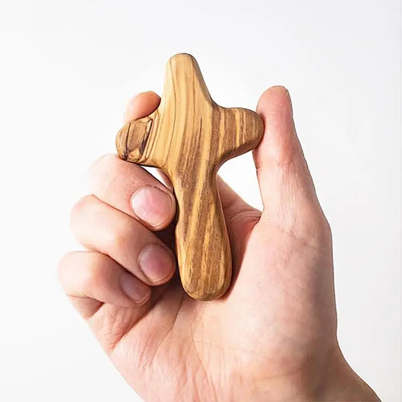 Wood Handheld Comfort Cross Clinging Palm Cross Handheld Prayer Cross Clutching Smooth Olive Wood Small Wooden Crosses