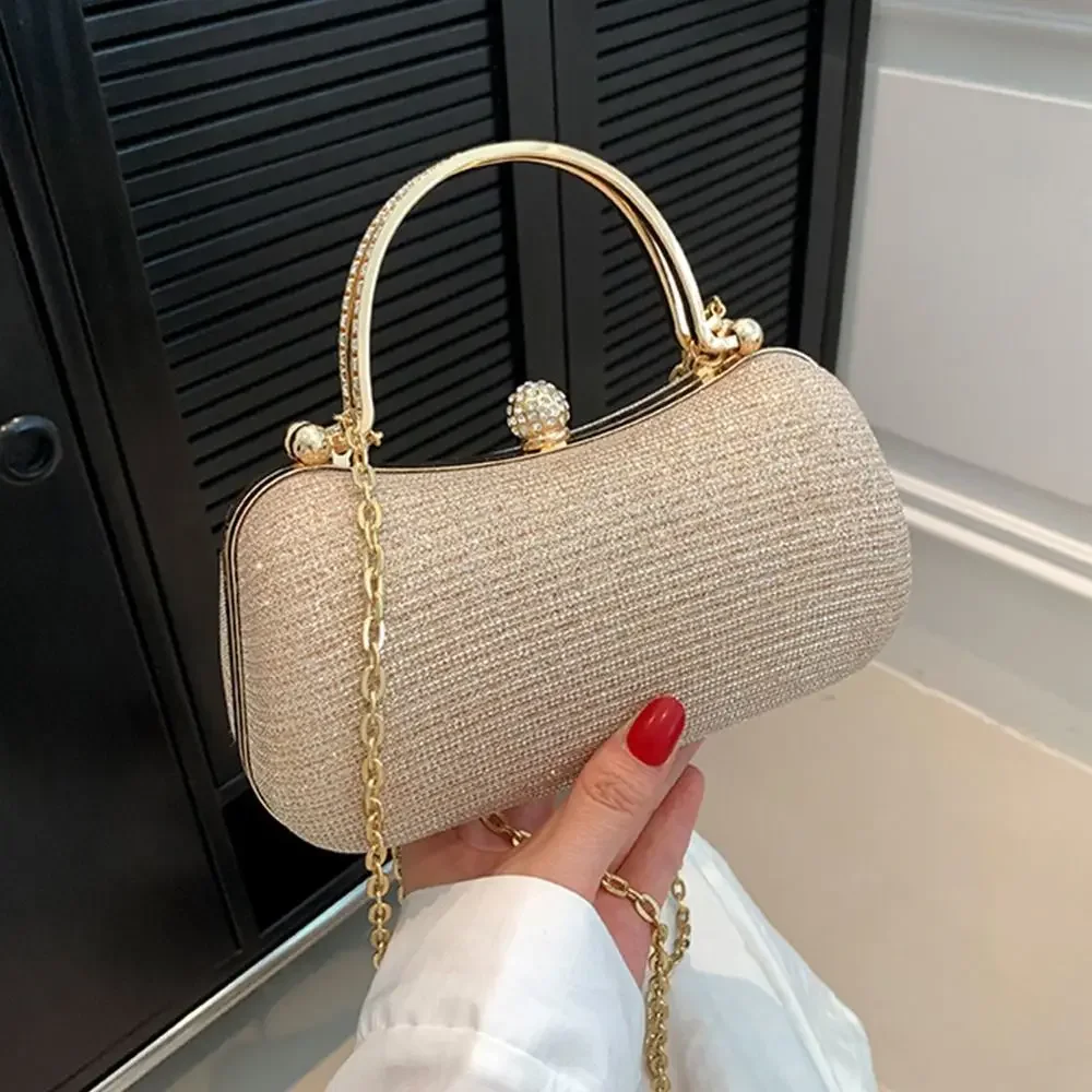 Evening bag with beads for bride for wedding shoulder bags with chain elegant handbag with rhinestone evening bag with egg shape