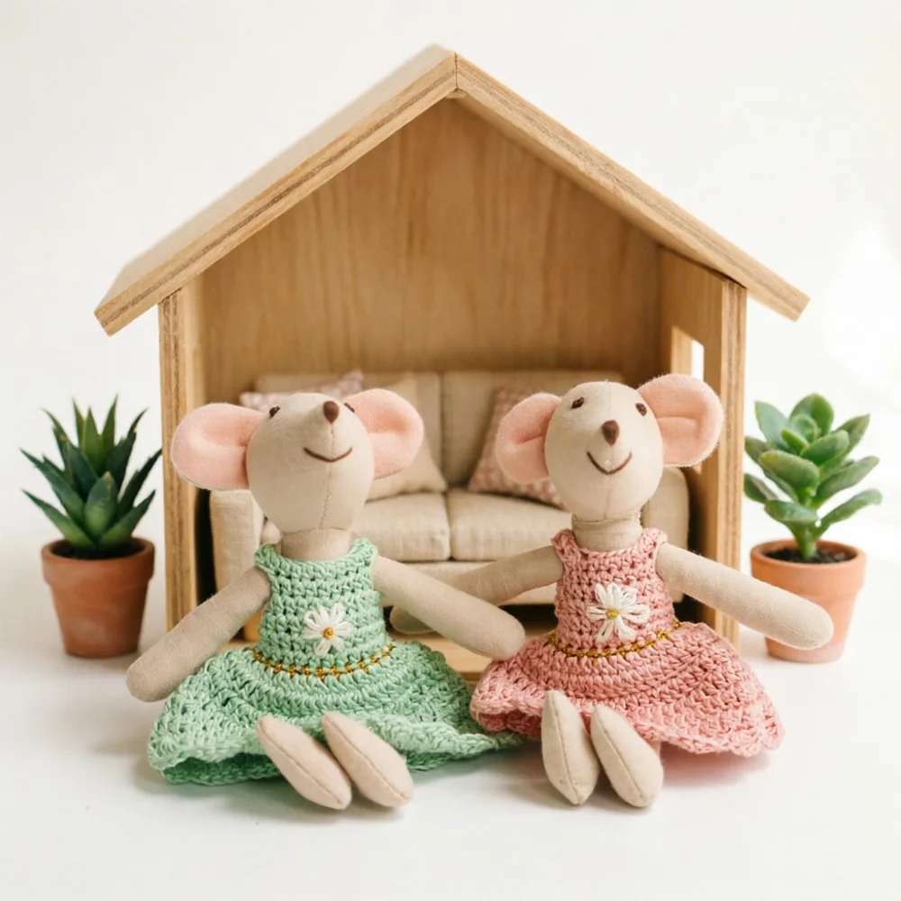 1PCS Plush Mouse Doll Toy Soft Stuffed Animal Friend for Kids - Holiday Birthday Gift Room Decor Pretend Play