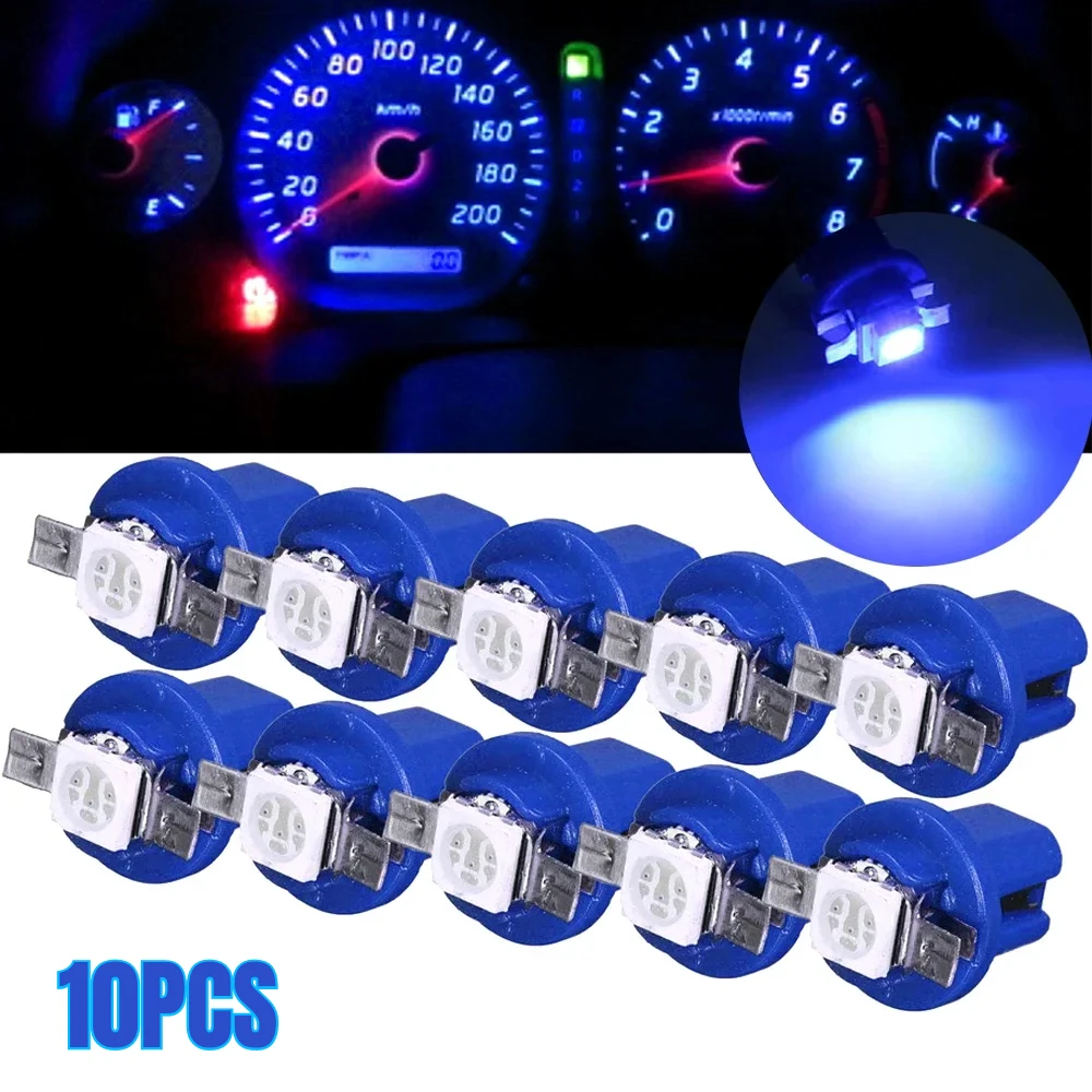 10pcs Car LED Lamp T5 B8.5D Gauge 1SMD Car Speed Dashboard Dash Lamp Side Light LED Instrument Light Bulbs Accessories