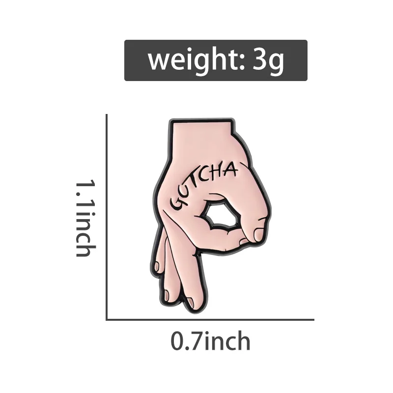 GOTCHA موافق لفتة المينا دبابيس بروش لعبة الإبداعية حسنًا لفتة دبابيس ظهره شارة التلبيب مجوهرات مضحكة هدية للأصدقاء الصغار #6