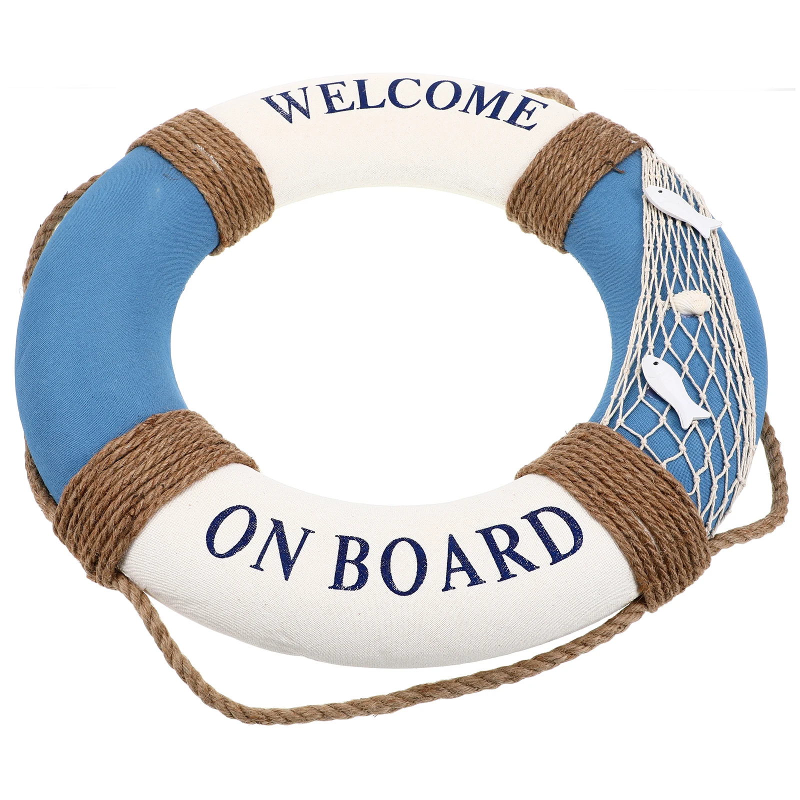 

50cm Hanging Lifebuoy Sign Blue Fish Welcome Front Door Decor for Restaurant Cafe Shop Bar Wall Sign Home Decor