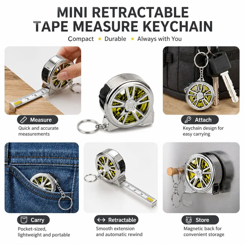 2M Keychain Tape Measure Retractable Waterproof Pocket Tape Measure Rust Resistant DIY Projects Measuring Tape Body Measurement