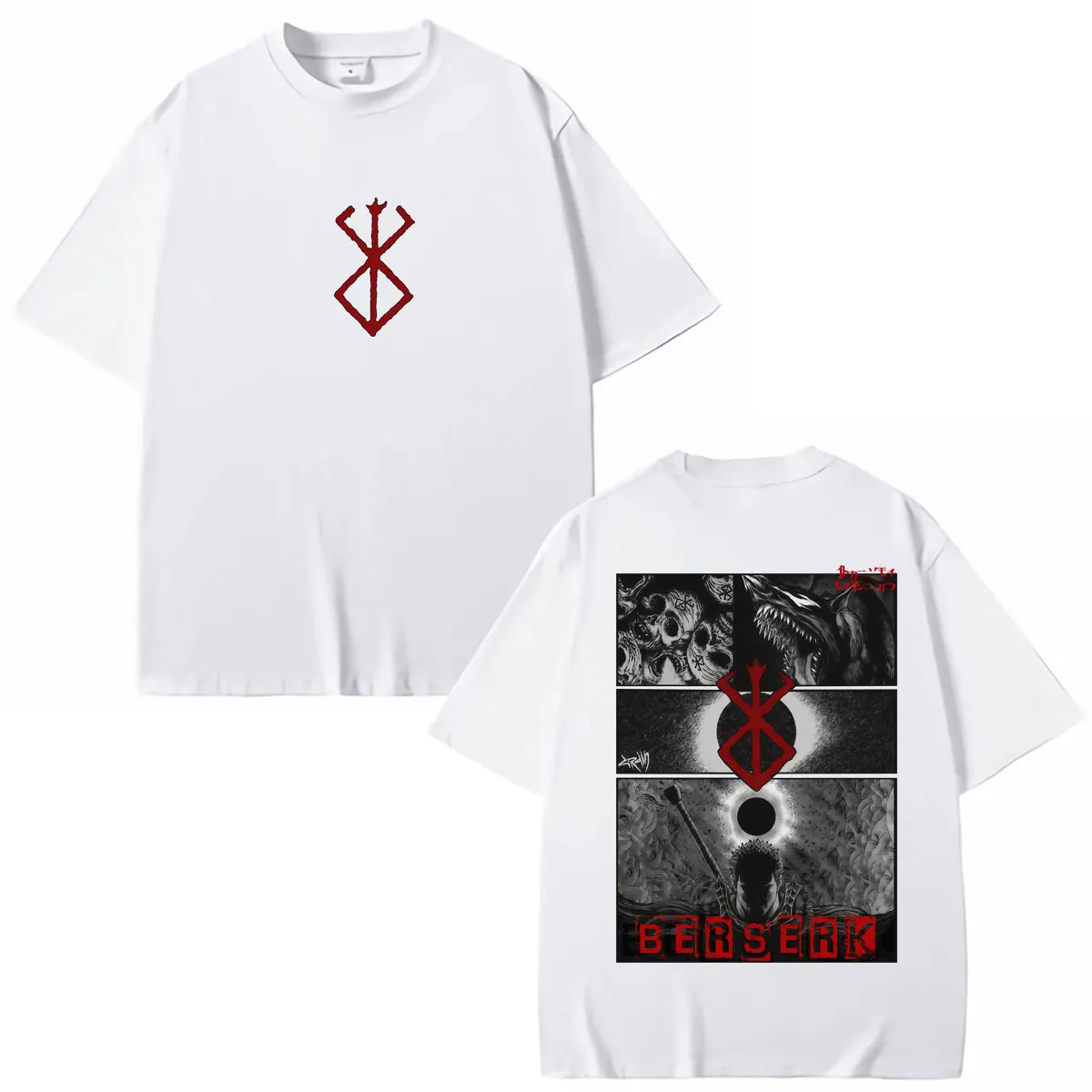 Anime Berserk Vintage Harajuku T-shirt Manga Gatsu Griffith Zodd Men Women Short Sleeve Cotton Oversized Casual Tees Streetwear