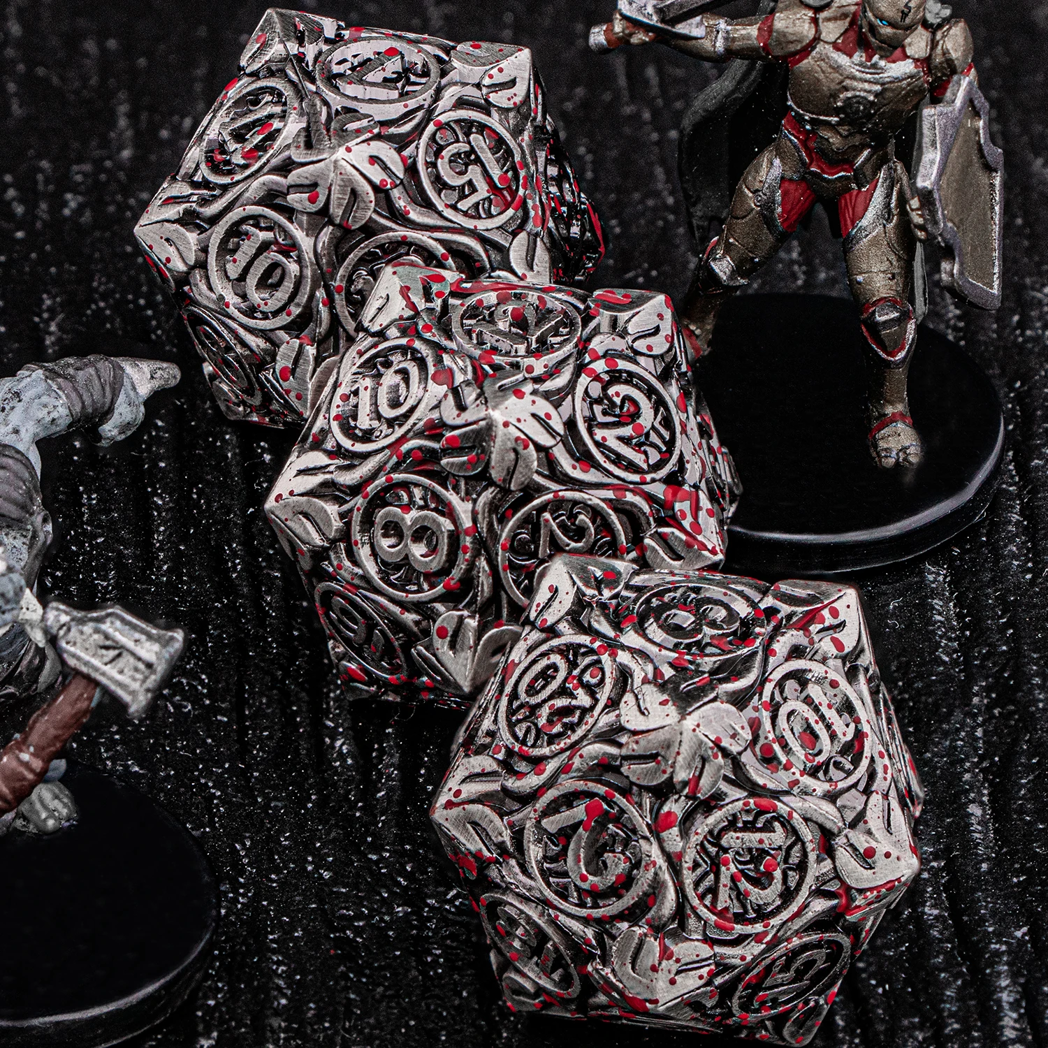 DND Metal Dice Set D and D Blood Dripping Rattan Cane D&D Dungeon and Dragon RPG Polyhedral Larger Role-Playing Game D&D Dice