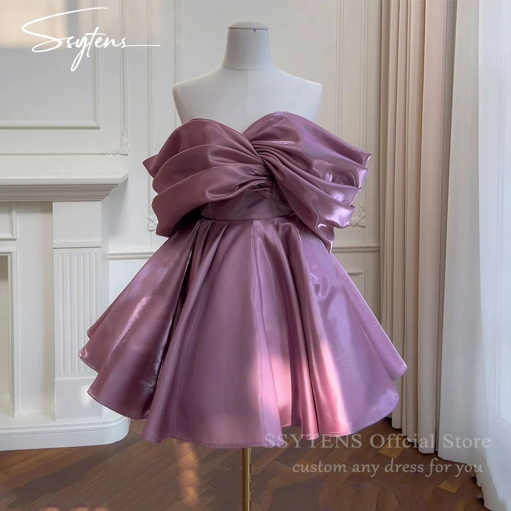 SSYTENS  Mini Pink Evening Dresses Women Elegant Birthday Party Gowns A Line Customized Short Prom Dress Vestidos De Fiesta