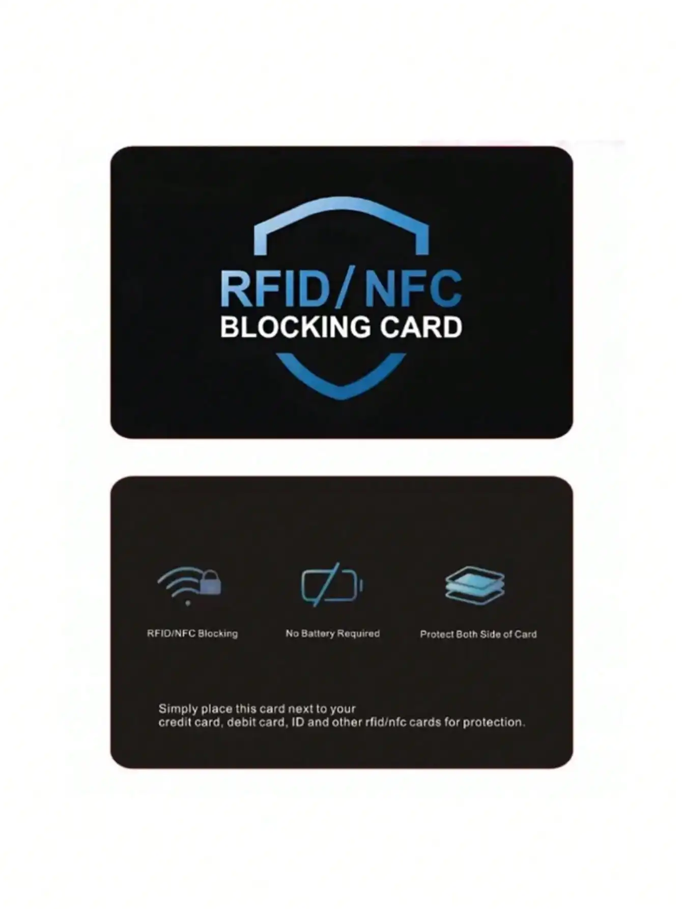 RFID Blocking Card 2 Pack, Bank Debit Credit Card Protector, Anti-Theft Contactless NFC Blocker, Entire Wallet Protection