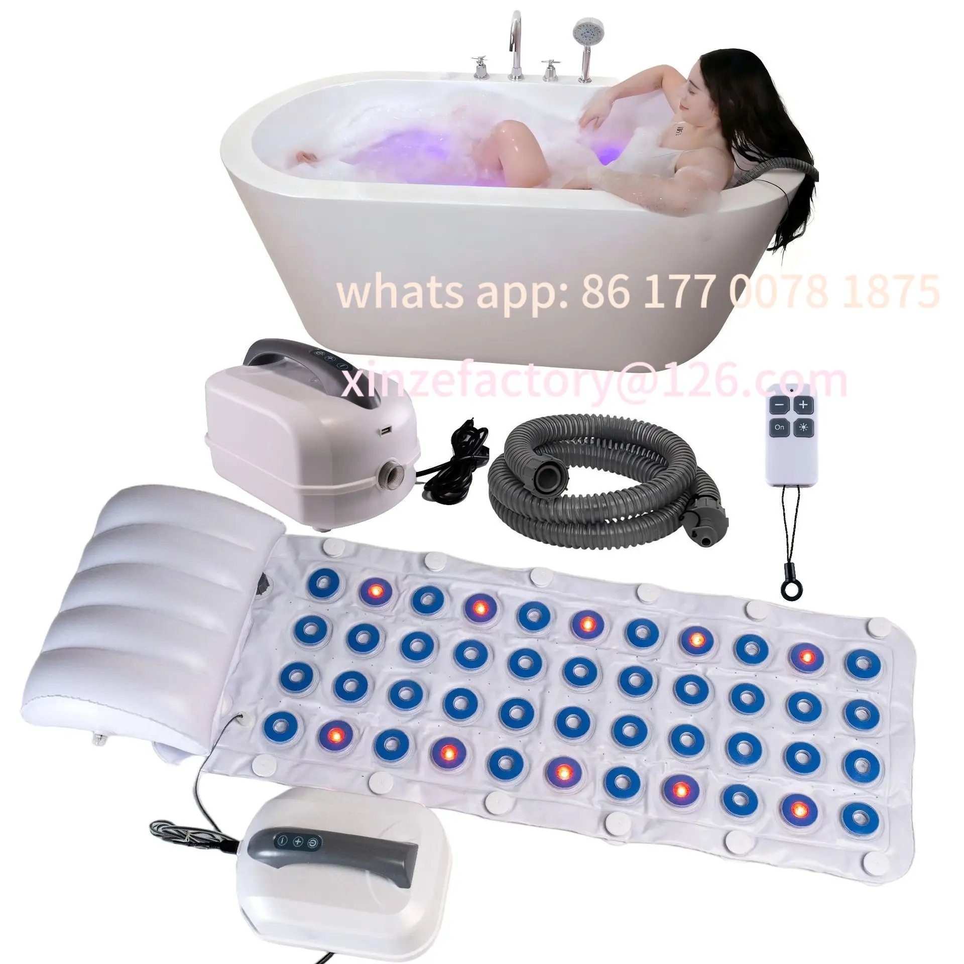 Customizable bubble massage mat colorful, silent SPA spa machine with light, remote control 6-speed adjustable bubbles