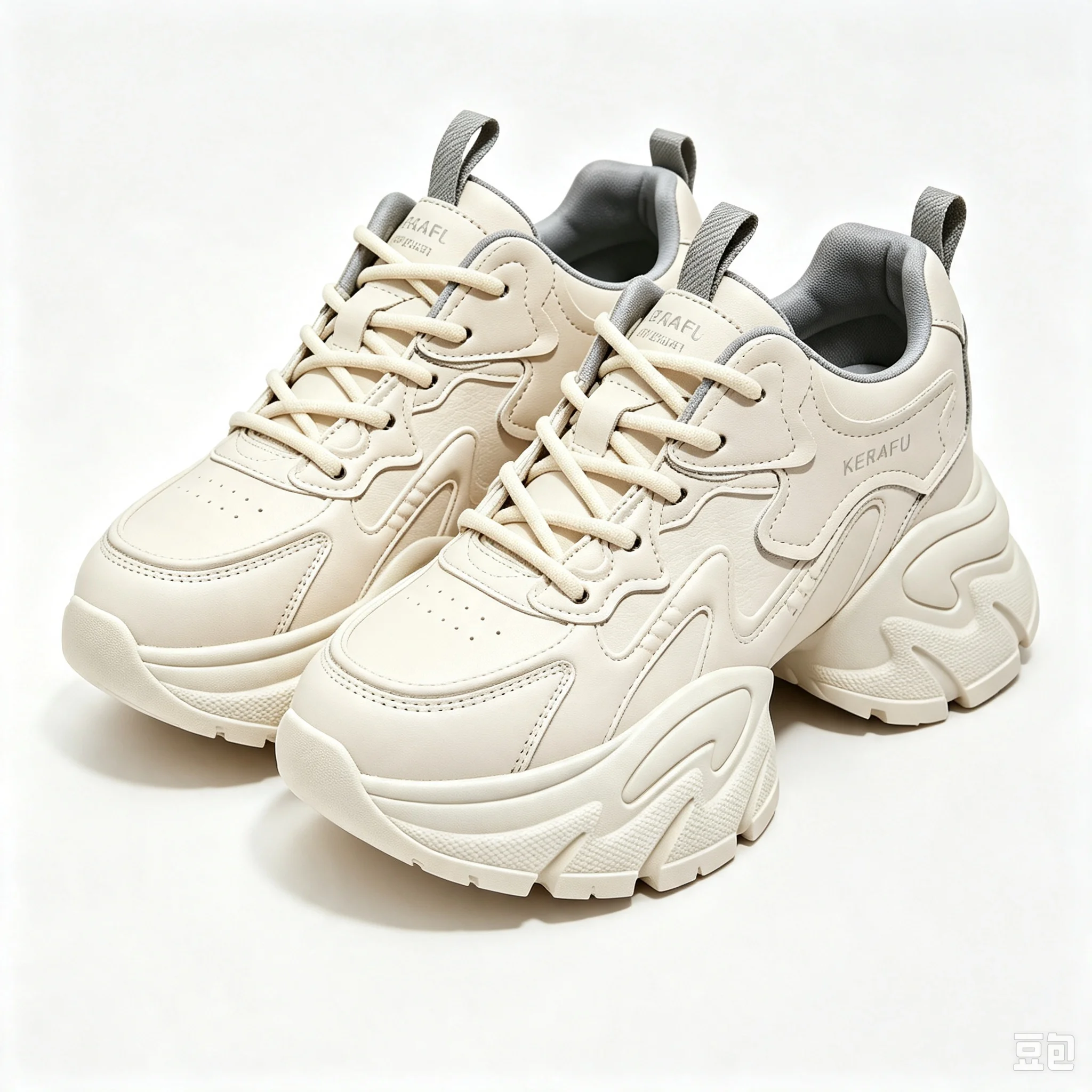 Ladies 6cm Hidden Elevator Chunky Sneakers Leather Platform Lightweight Outdoor Casual Dad Shoes