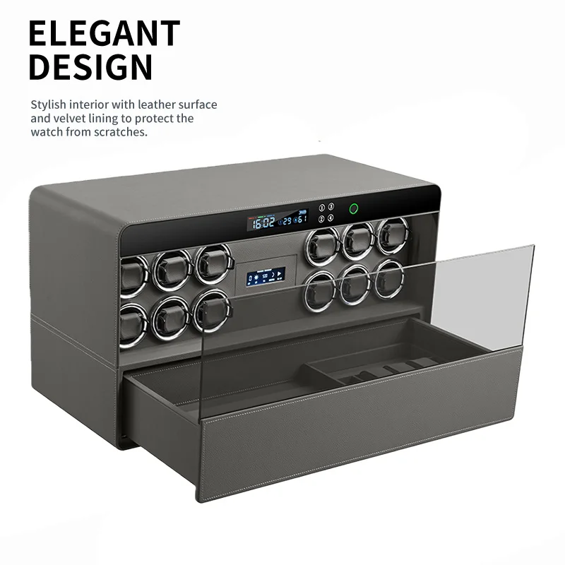 Luxury Smart Watch Winder Safe Double Layer 12 Watch Storage Jewelry Box for Home Hotel Office