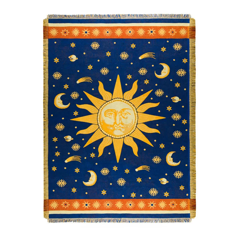 Sun God Cotton Woven Line Blanket Sofa Towel Knitted Thickened Warm Pad Mat Bohemian Boho Throw Travel Bedspread Dropshipping