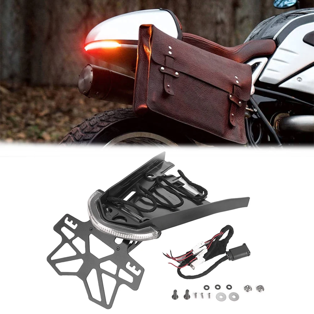 

Motorcycle New R nine T nineT License Plate Holder Tail Mount with LED Turn Signal Light For BMW R NINE T NINET RNINET R9T