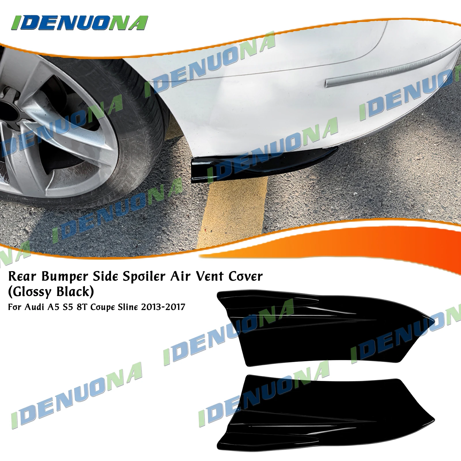 1 Pair Rear Bumper Side Spoiler Corner Air Vent Cover Splitter For Audi A5 S5 8T Coupe S Line 2013-2017