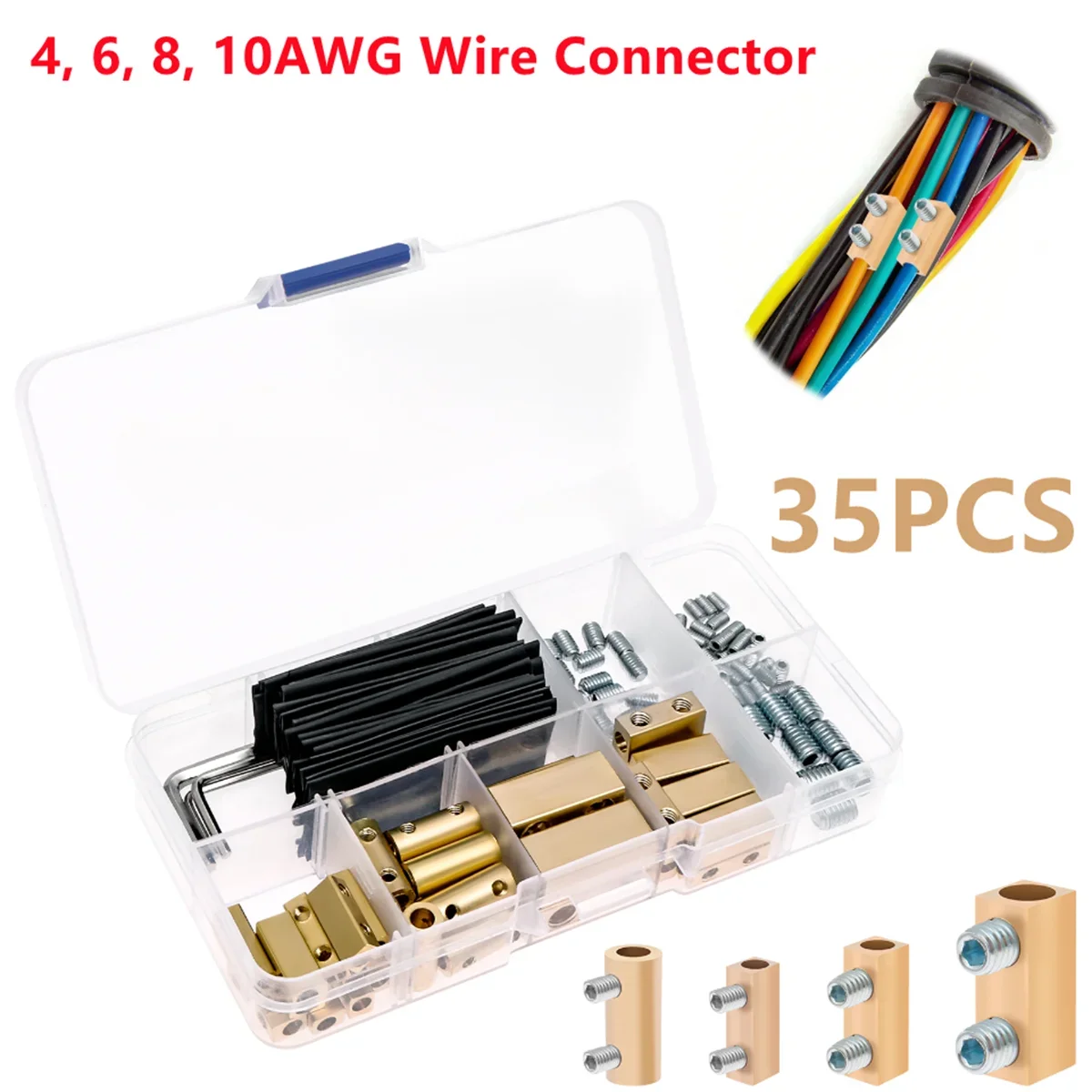 

Клеммный блок из латуни на 35 контактов, не требующий обжима, с быстрым подключением, с термоусадочной трубкой, водонепроницаемый, для высокой мощности