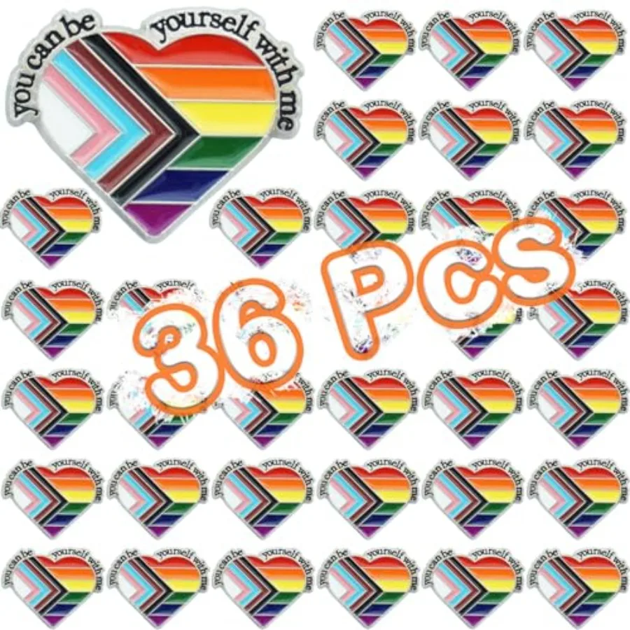 

Pride Pins YOU CAN BE YOURSELF WITH ME Enamel LGBT Lapel Pin Gay Irregular Heart Rainbow Brooch Trans pride Badge Pins Decorati