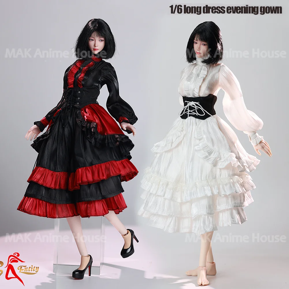 

ACG-50 1/6 Long Skirt Dress Gothic Style Long Sleeves Waist Cinch Clothes Model For 12" Female Soldier Action Figure Body Dolls