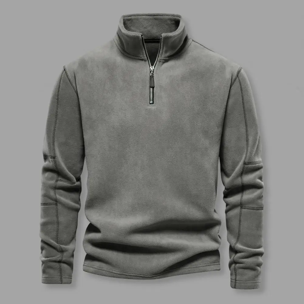 Autumn Winter Mens Sweatshirt Stand Neck Half Zip Long Sleeve Hoodie High-quality Fashion Versatile Fleece Sweaters Men Clothing